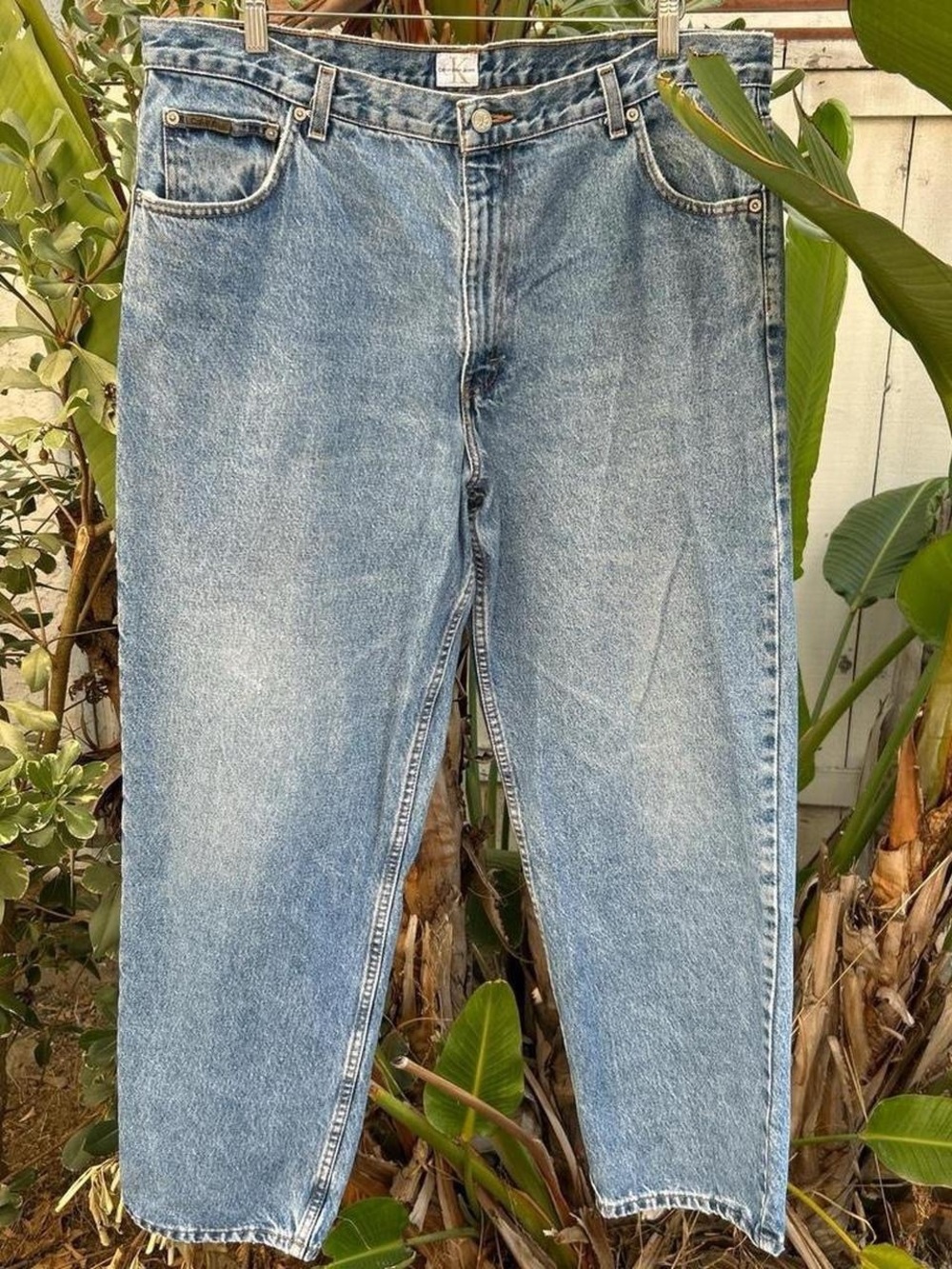 Vintage 1990s Calvin Klein Jeans Double Stone Wash Blue Denim 38x30